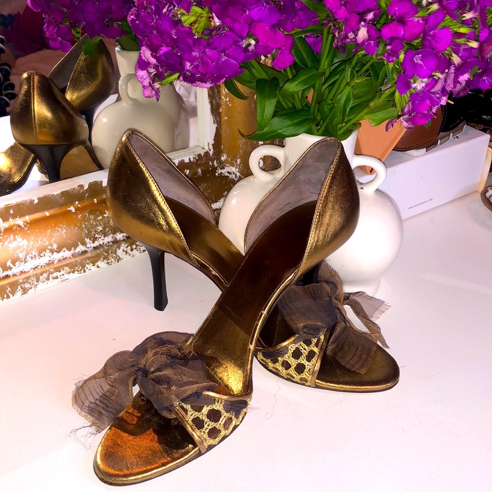 Vera Wang Brown/Gold Heels Sz.36.5